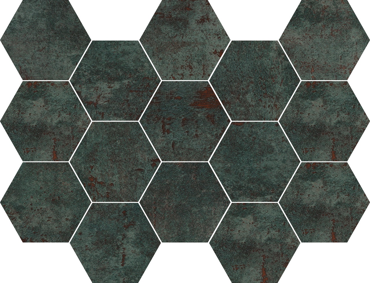 CERAM METAL SEAGREEN 32.5x22.5x1.05 CM MOSAIK HEX.
