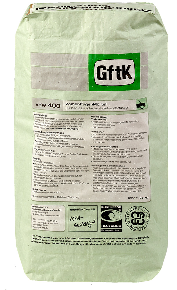 GFTK VDW 400 ZEMENTGRAU / SACK